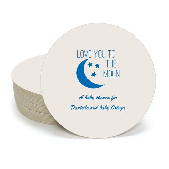Love You To The Moon Round Coasters